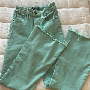 Katie J NYC Mint Frayed Hem Jeans